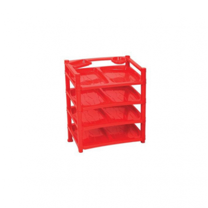 RFL Polypropylene Modern Shoe Rack 4 Step – Red