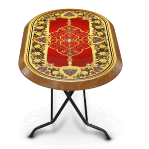 RFL Crest Printed Elegant Family Dining Table - Sandal Wood