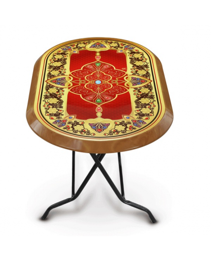 RFL Crest Printed Elegant Family Dining Table - Sandal Wood