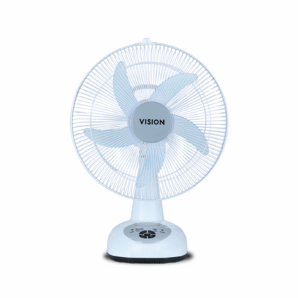 VISION Rechargeable Table Fan 14″ White With USB Charger